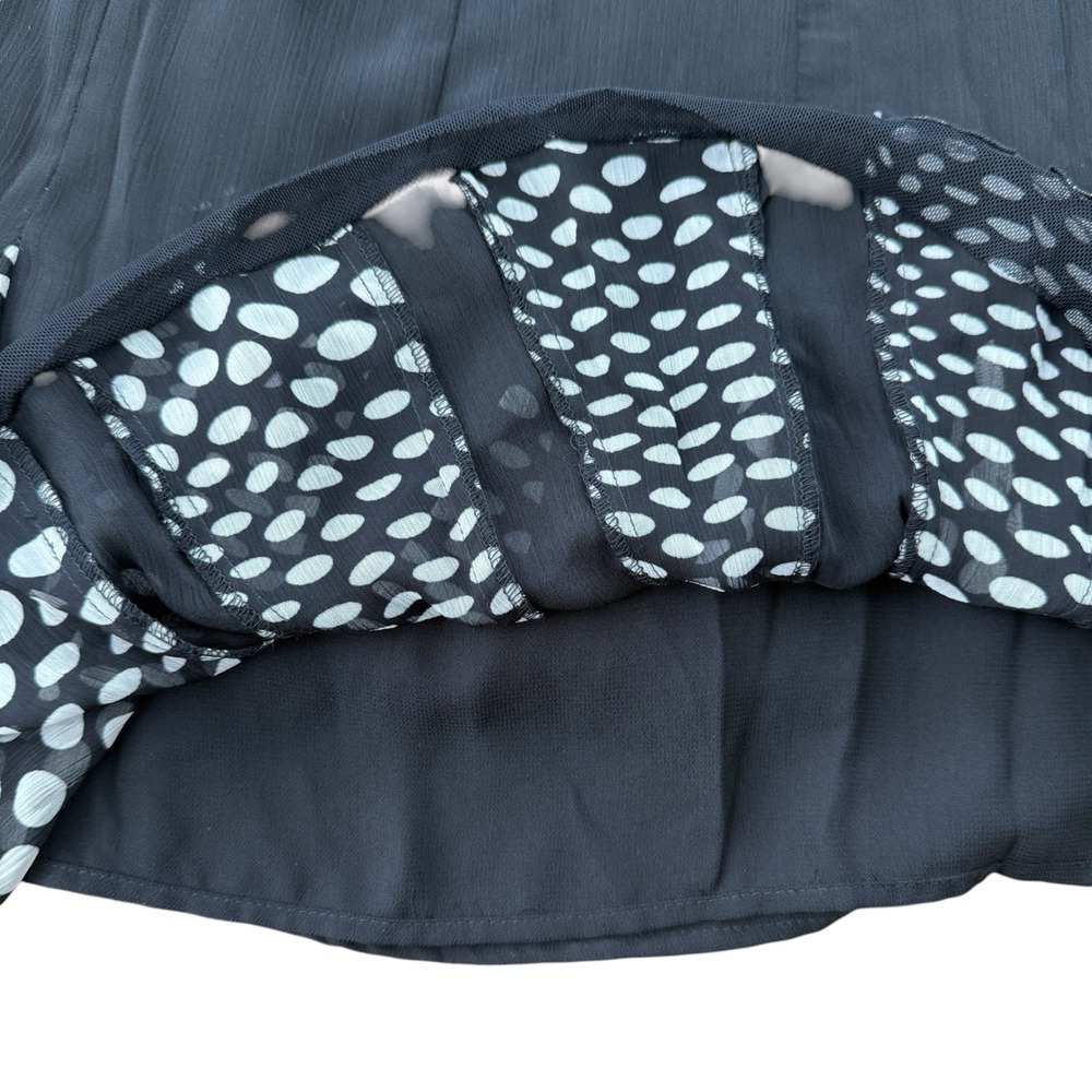 Studio JPR Pleated Polka Dot Mesh Skirt Y2K Flowy Midi Medium Black - Picture 4 of 8